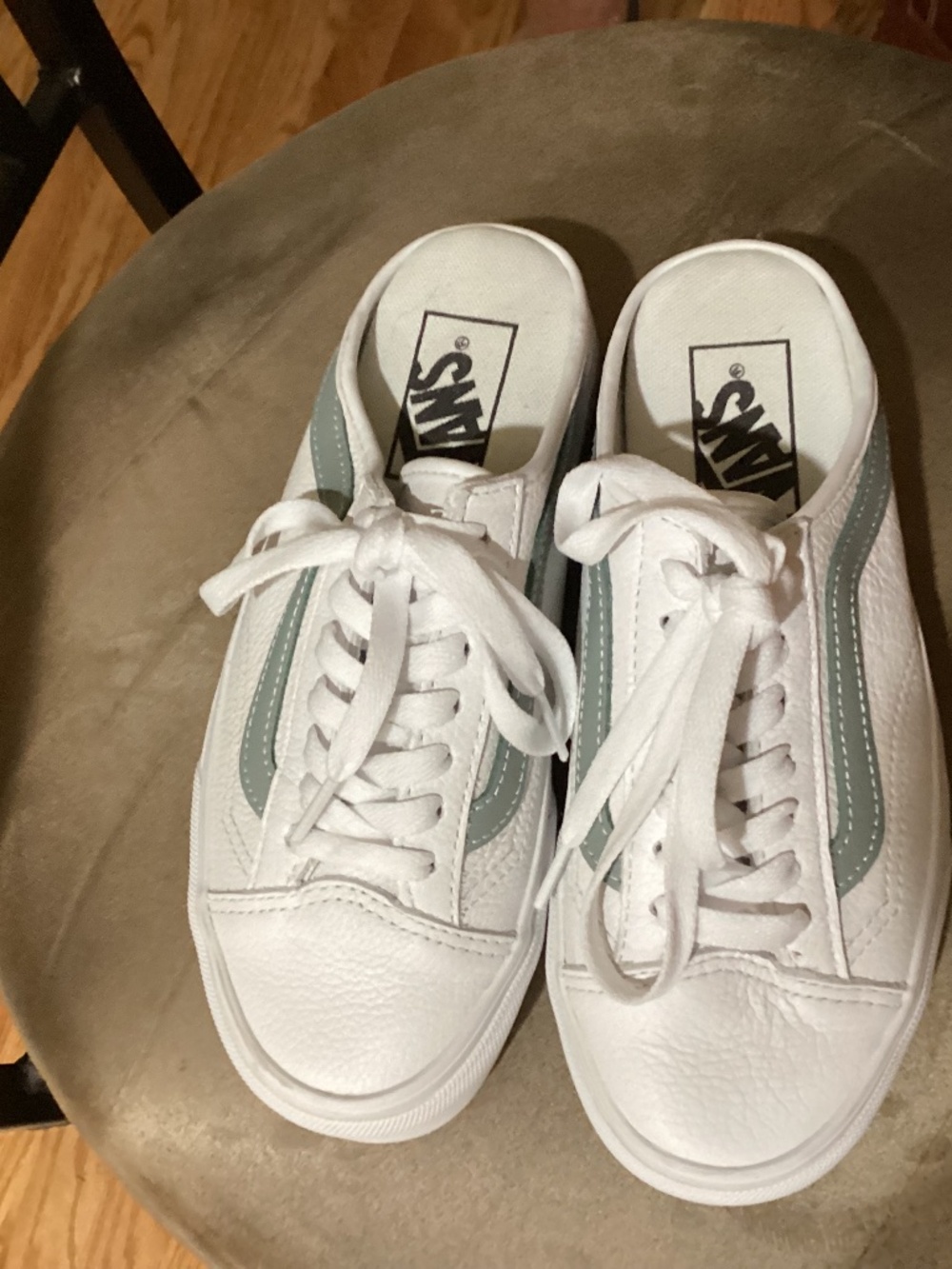 New without box, Vans Slides, sneakers, size 5, white, sage